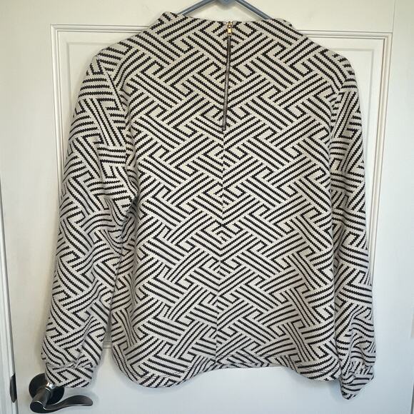 Anthropologie W5 Women's Geometric Mock Neck Blouse Top Sz L Retro Modern City - Picture 5 of 8